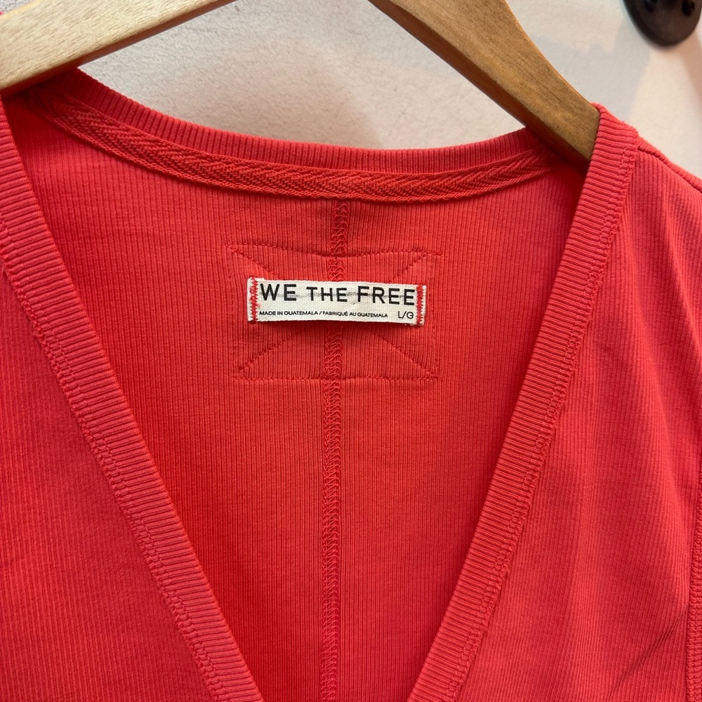 NWOT We The Free Vibrant Red V-Neck Sleeveless Top - Picture 2 of 3